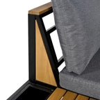 4-Piece Outdoor Patio Iron Sectional Sofa Set with Coffee Table and Side Storage Shelf