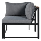 4-Piece Outdoor Patio Iron Sectional Sofa Set with Coffee Table and Side Storage Shelf