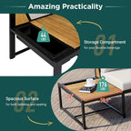 4-Piece Outdoor Patio Iron Sectional Sofa Set with Coffee Table and Side Storage Shelf