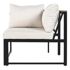 4-Piece Outdoor Patio Iron Sectional Sofa Set with Coffee Table and Side Storage Shelf