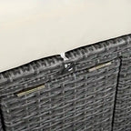Outdoor Patio Rattan Round Daybed Sunbed with Adjustable Backrests and Foldable Cup Trays