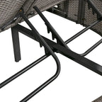 Outdoor Patio Rattan Round Daybed Sunbed with Adjustable Backrests and Foldable Cup Trays