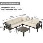 4-Pieces Outdoor L-Shaped Sofa Set with Woven Mesh Armrests & Coffee Table
