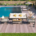 4-Pieces Patio Seating Group with Cushions & 1 Coffee Table