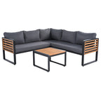 4-Pieces Patio L-shaped Conservation Sofa Set with Coffee Tables