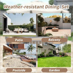 4-Person Outdoor Wooden Dinning Set with 1 Umbrella Hole & Removable Cushions