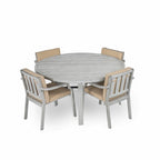 4-Person Outdoor Wooden Dinning Set with 1 Umbrella Hole & Removable Cushions