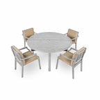 4-Person Outdoor Wooden Dinning Set with 1 Umbrella Hole & Removable Cushions