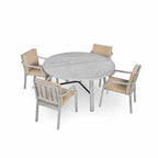 4-Person Outdoor Wooden Dinning Set with 1 Umbrella Hole & Removable Cushions