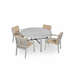 4-Person Outdoor Wooden Dinning Set with 1 Umbrella Hole & Removable Cushions