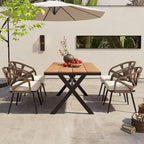 Contemporary Outdoor Set with PE Rattan Chairs and Plastic Wood Table