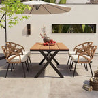Contemporary Outdoor Set with PE Rattan Chairs and Plastic Wood Table