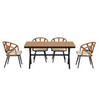 Contemporary Outdoor Set with PE Rattan Chairs and Plastic Wood Table
