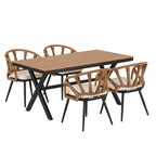Contemporary Outdoor Set with PE Rattan Chairs and Plastic Wood Table