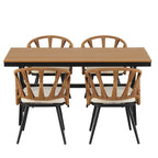 Contemporary Outdoor Set with PE Rattan Chairs and Plastic Wood Table