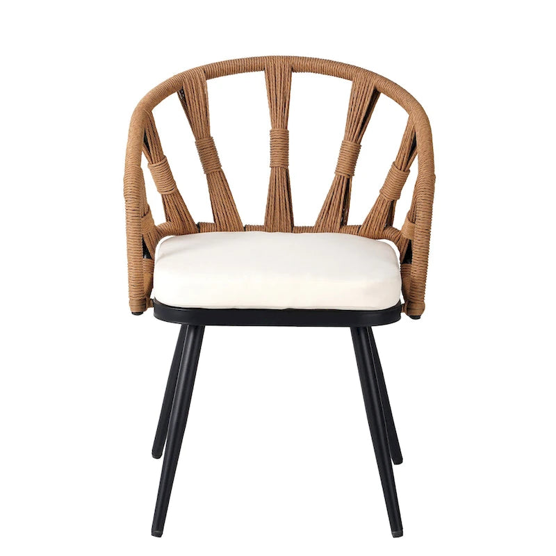Contemporary Outdoor Set with PE Rattan Chairs and Plastic Wood Table
