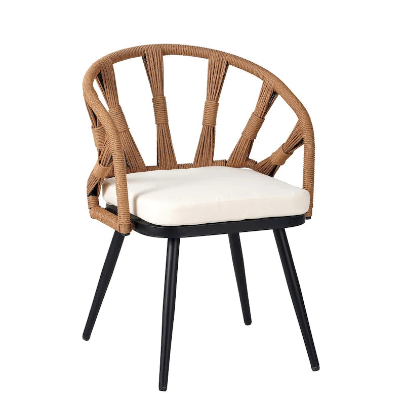 Contemporary Outdoor Set with PE Rattan Chairs and Plastic Wood Table