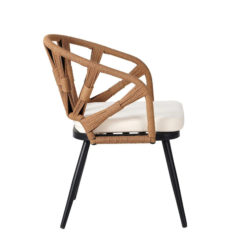 Contemporary Outdoor Set with PE Rattan Chairs and Plastic Wood Table