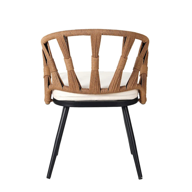 Contemporary Outdoor Set with PE Rattan Chairs and Plastic Wood Table