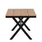 Contemporary Outdoor Set with PE Rattan Chairs and Plastic Wood Table