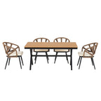 Contemporary Outdoor Set with PE Rattan Chairs and Plastic Wood Table