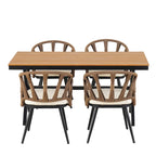 Contemporary Outdoor Set with PE Rattan Chairs and Plastic Wood Table