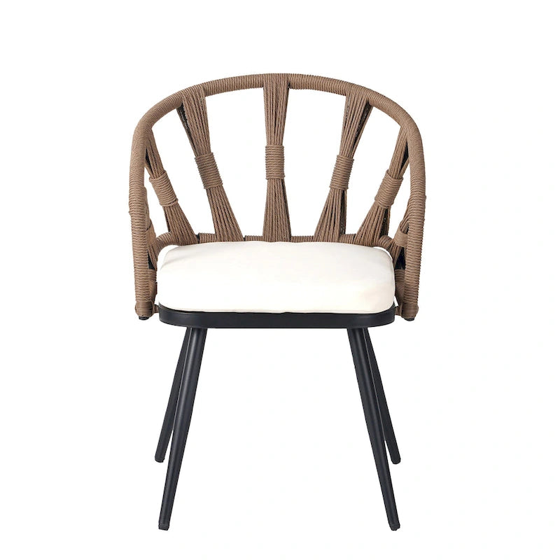 Contemporary Outdoor Set with PE Rattan Chairs and Plastic Wood Table