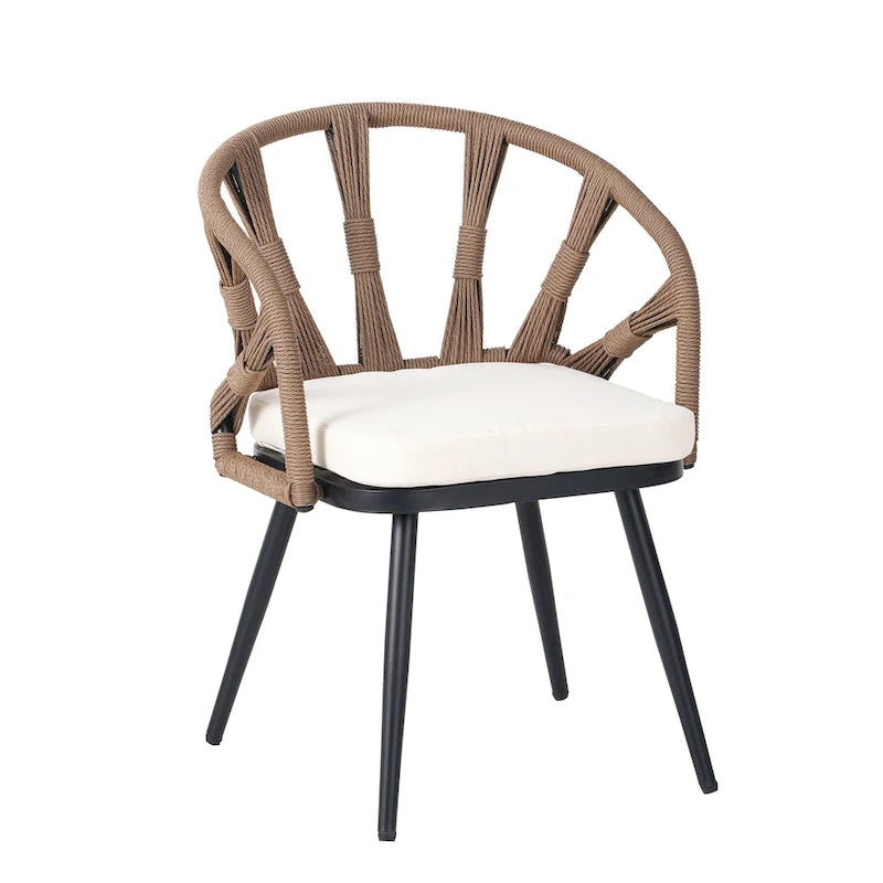 Contemporary Outdoor Set with PE Rattan Chairs and Plastic Wood Table