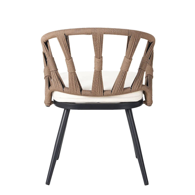 Contemporary Outdoor Set with PE Rattan Chairs and Plastic Wood Table