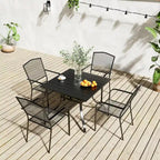 Clihome Outdoor 5 Piece Patio Dining Table Steel Mesh Chair Set, Limited Time Free Patio Umbrella