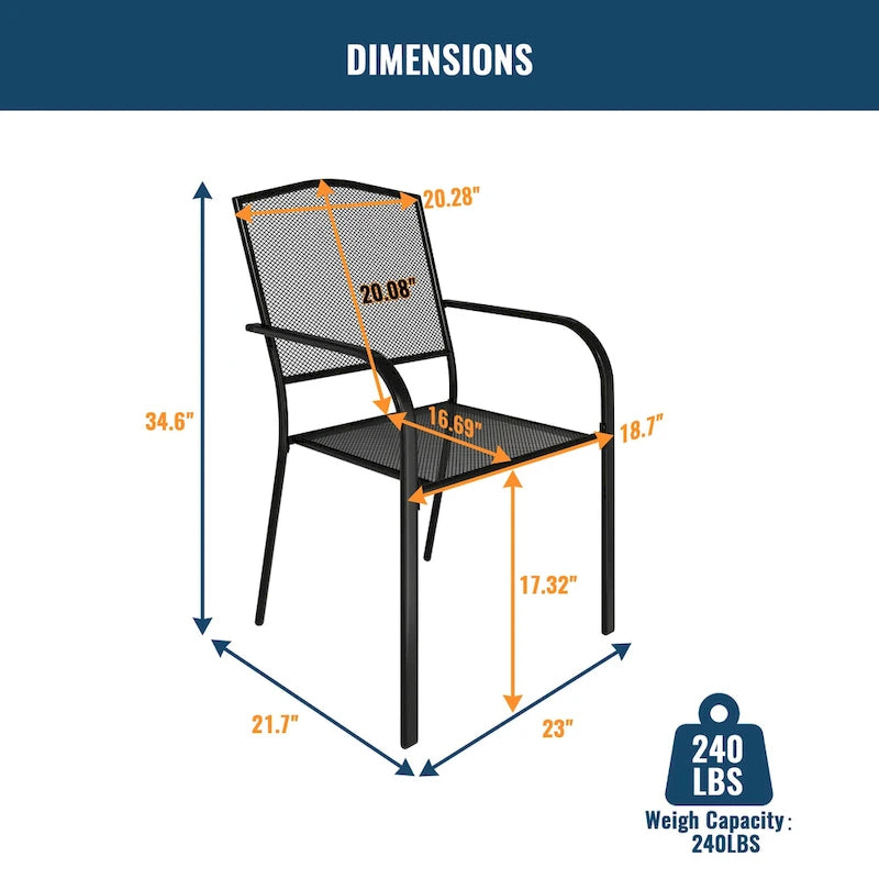 Clihome Outdoor 5 Piece Patio Dining Table Steel Mesh Chair Set, Limited Time Free Patio Umbrella