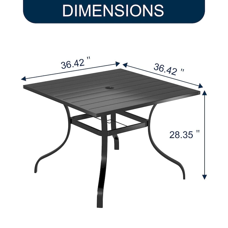 Clihome Outdoor 5 Piece Patio Dining Table Steel Mesh Chair Set, Limited Time Free Patio Umbrella