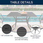 Clihome Outdoor 5 Piece Patio Dining Table Steel Mesh Chair Set, Limited Time Free Patio Umbrella