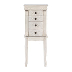 Jewelry Armoire with Mirror & Drawers – Cream White, 4 Drawers & 6 Hooks