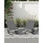 2-Piece Outdoor Rocking Chairs with Thick Cushion and Iron Frame