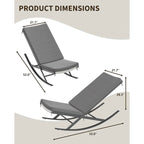 2-Piece Outdoor Rocking Chairs with Thick Cushion and Iron Frame