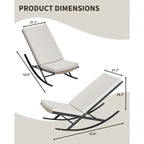 2-Piece Outdoor Rocking Chairs with Thick Cushion and Iron Frame