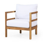 Set of 2, Outdoor Acacia Wood Patio Club Chair, Wood Patio Furniture,Waterproof Thick Cushion Deep Seating