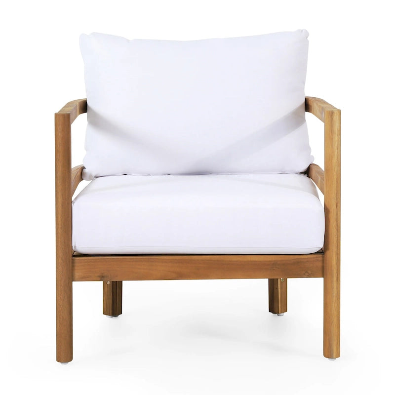 Set of 2, Outdoor Acacia Wood Patio Club Chair, Wood Patio Furniture,Waterproof Thick Cushion Deep Seating