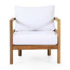 Set of 2, Outdoor Acacia Wood Patio Club Chair, Wood Patio Furniture,Waterproof Thick Cushion Deep Seating