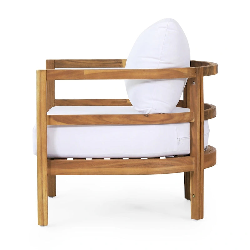 Set of 2, Outdoor Acacia Wood Patio Club Chair, Wood Patio Furniture,Waterproof Thick Cushion Deep Seating