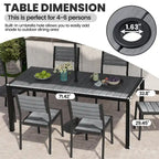 7-Piece Patio Dining Set Aluminum Dining Table with Umbrella Hole and Stackable Chairs