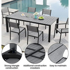 7-Piece Patio Dining Set Aluminum Dining Table with Umbrella Hole and Stackable Chairs