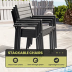 7-Piece Patio Dining Set Aluminum Dining Table with Umbrella Hole and Stackable Chairs