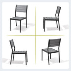 7-Piece Patio Dining Set Aluminum Dining Table with Umbrella Hole and Stackable Chairs