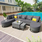 7 Pieces Large Size Outdoor Wicker Sofa Set