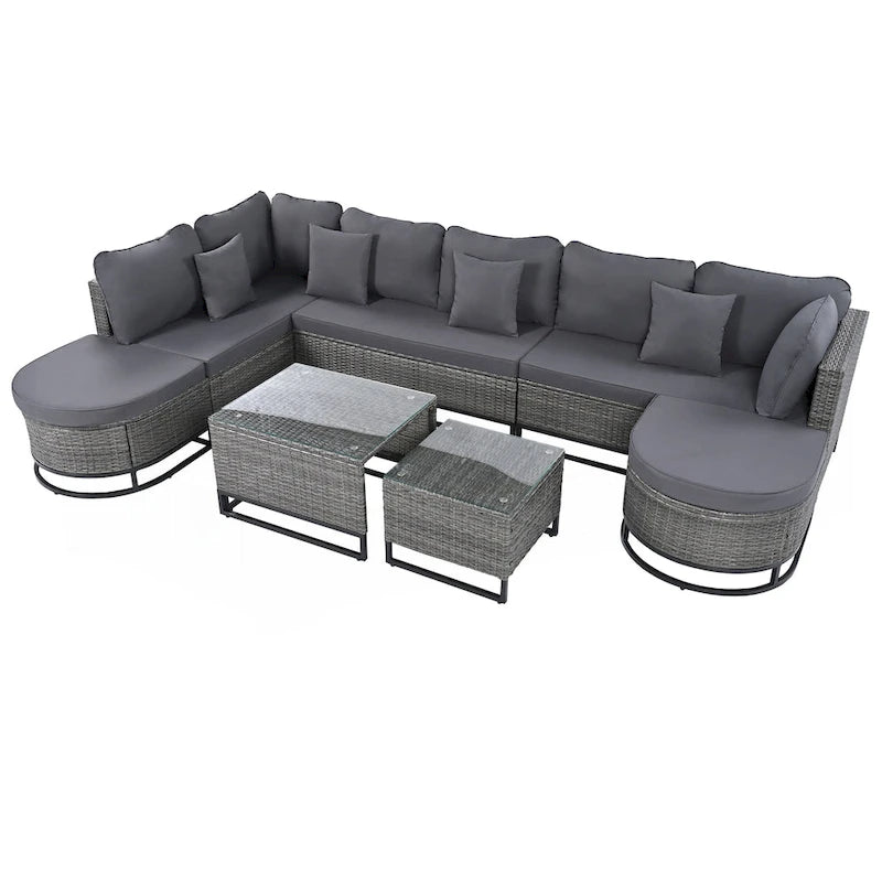 7 Pieces Large Size Outdoor Wicker Sofa Set