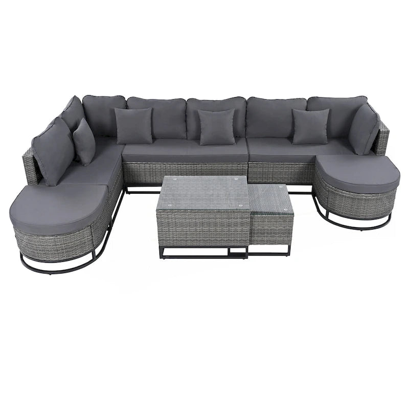7 Pieces Large Size Outdoor Wicker Sofa Set