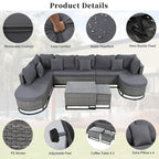 7 Pieces Large Size Outdoor Wicker Sofa Set