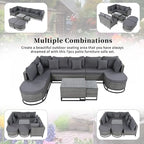 7 Pieces Large Size Outdoor Wicker Sofa Set